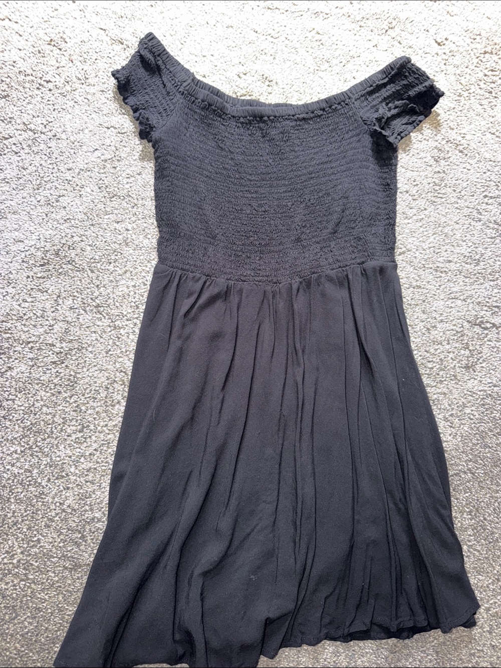 Express Black Off-Shoulder Smocked Mini Dress